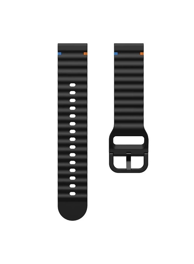 Silicone Buckle Band 22MM Strap For Samsung Galaxy Watch3 45mm/Galaxy 46mm/Gear S3/For Huawei Watch 3/4/GT3 46MM/GT4 46MM/GT2E/GT2 Pro/GT GT2 46MM/Magic Watch2 46mm/Amazfit GTR 2/2e/3/4 (Black) - Image 2